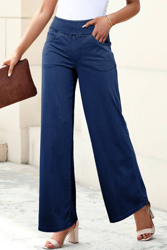 Sail Blue Casual Straight Leg Loose Jeans