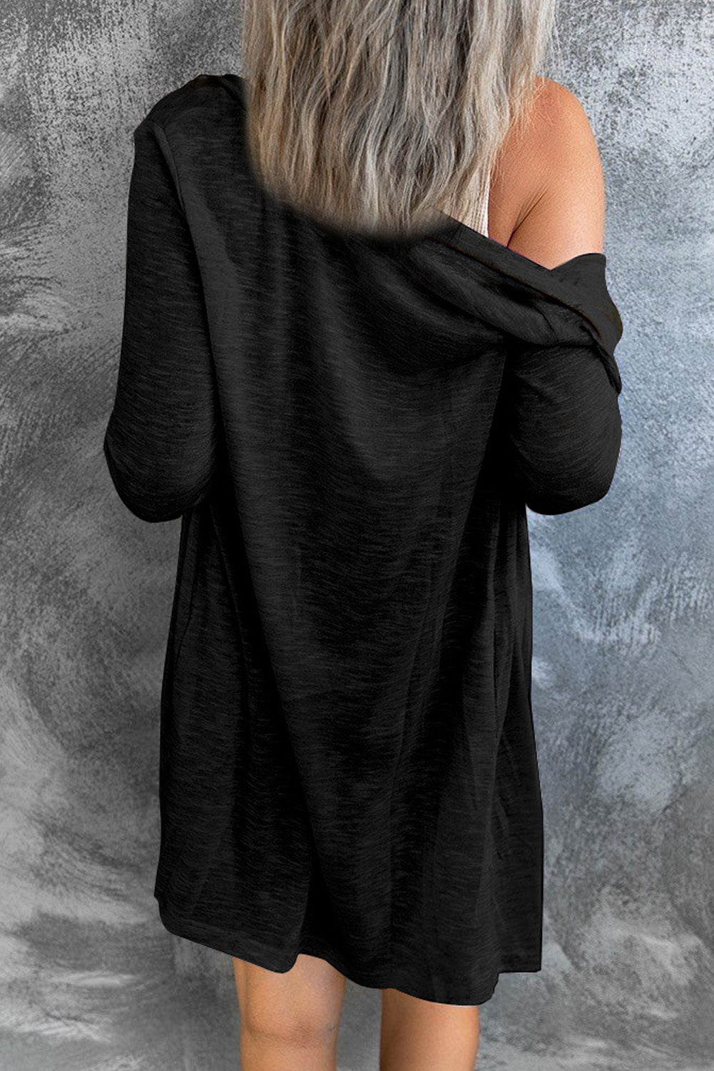 Grey Button Front Lightweight Long Cover Up