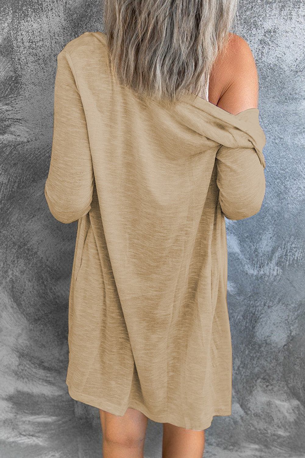 Grey Button Front Lightweight Long Cover Up