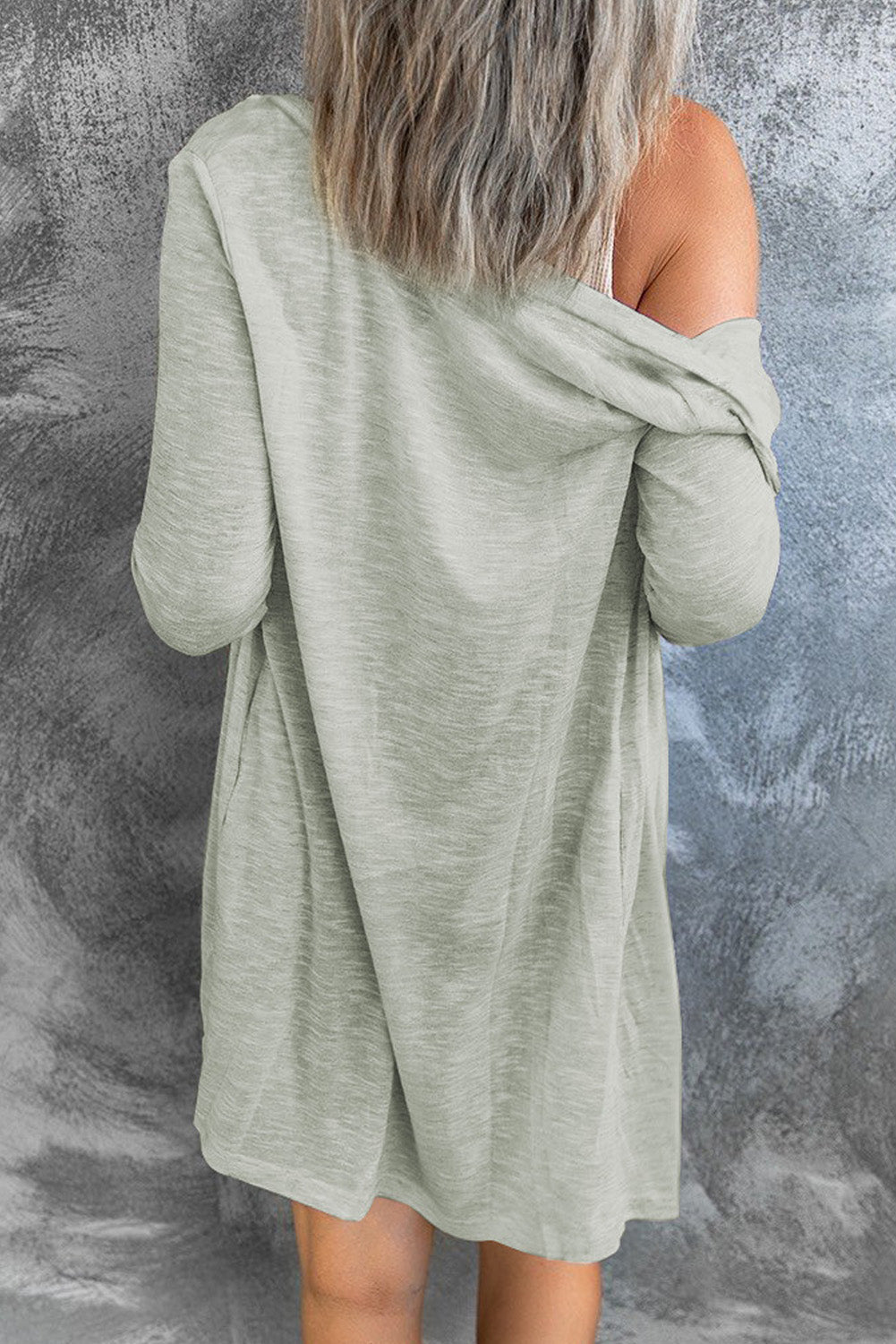 Grey Button Front Lightweight Long Cover Up