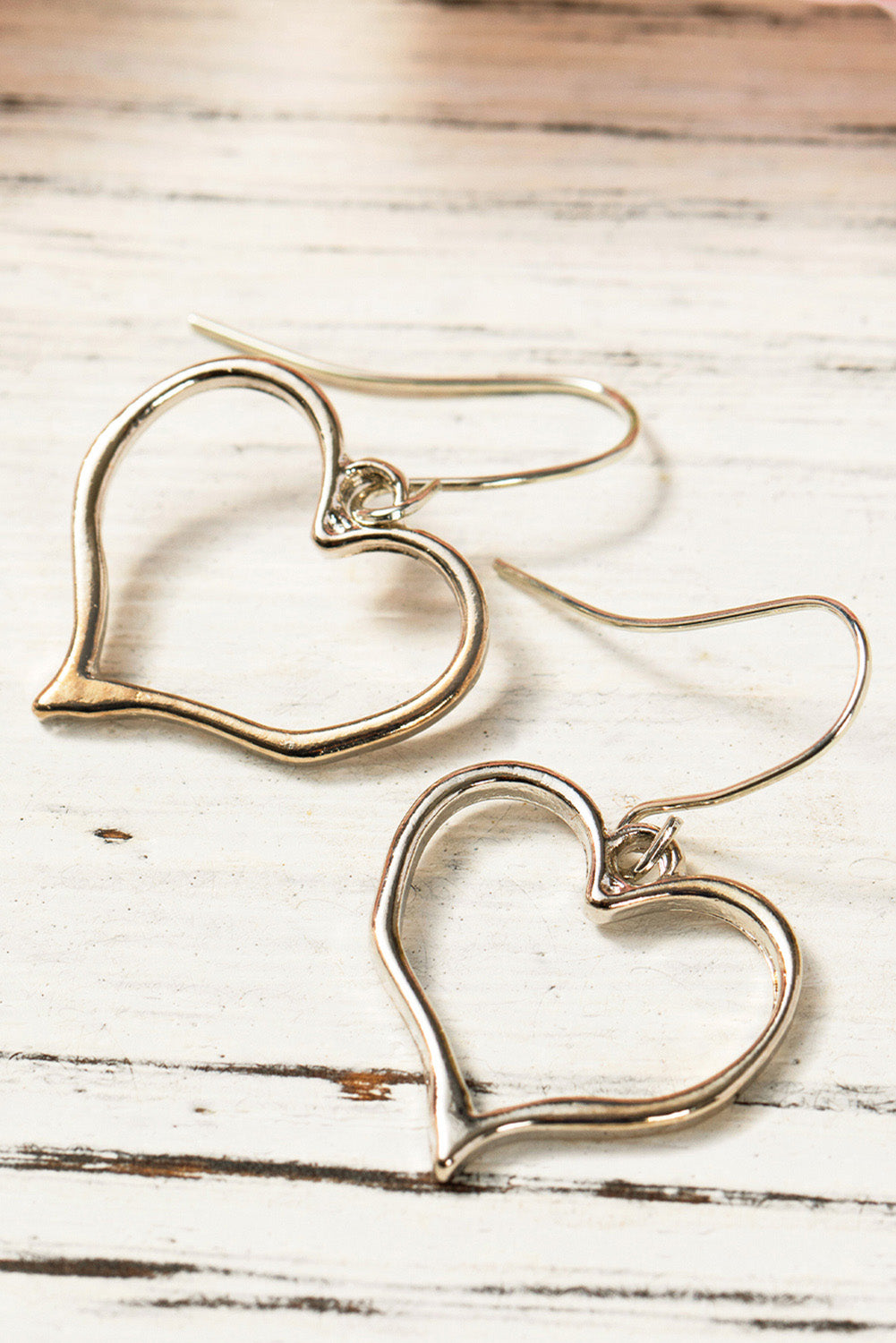 Silvery Heart Shape Hook Drop Earrings