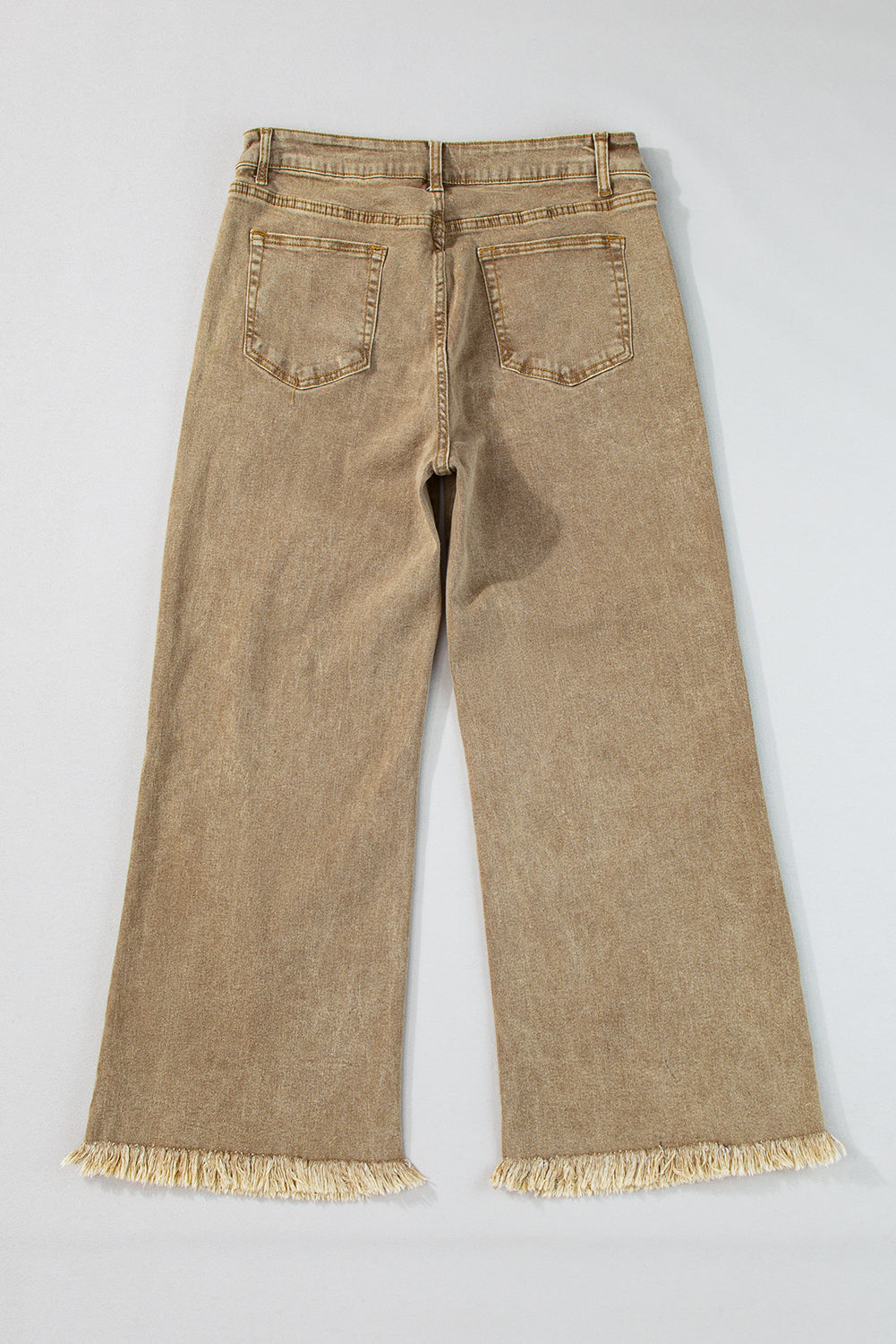 Light French Beige Acid Washed High Rise Cropped Jeans