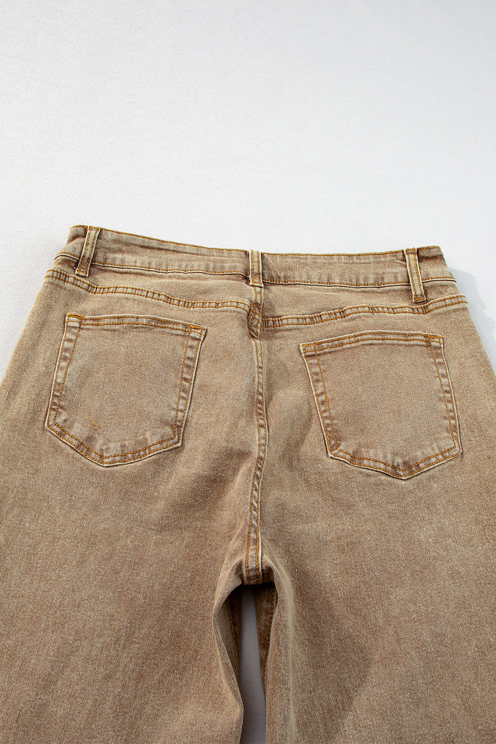 Light French Beige Acid Washed High Rise Cropped Jeans