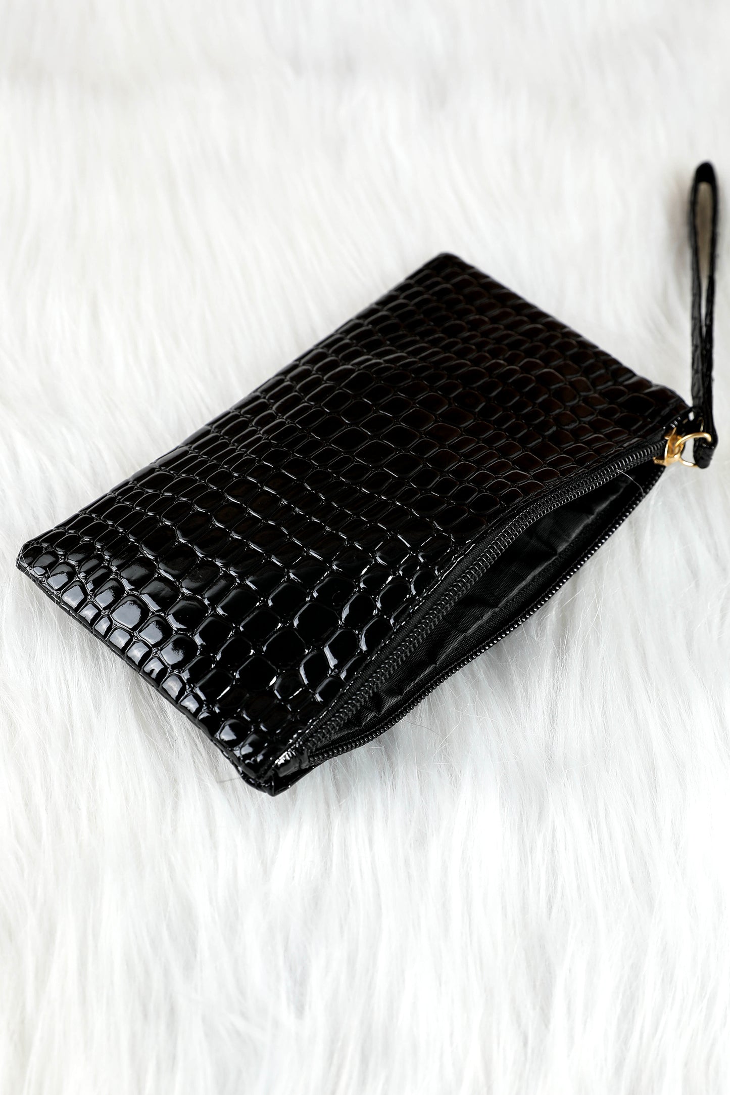 Thai Curry Crocodile Pattern Zipper Wristlet Clutch