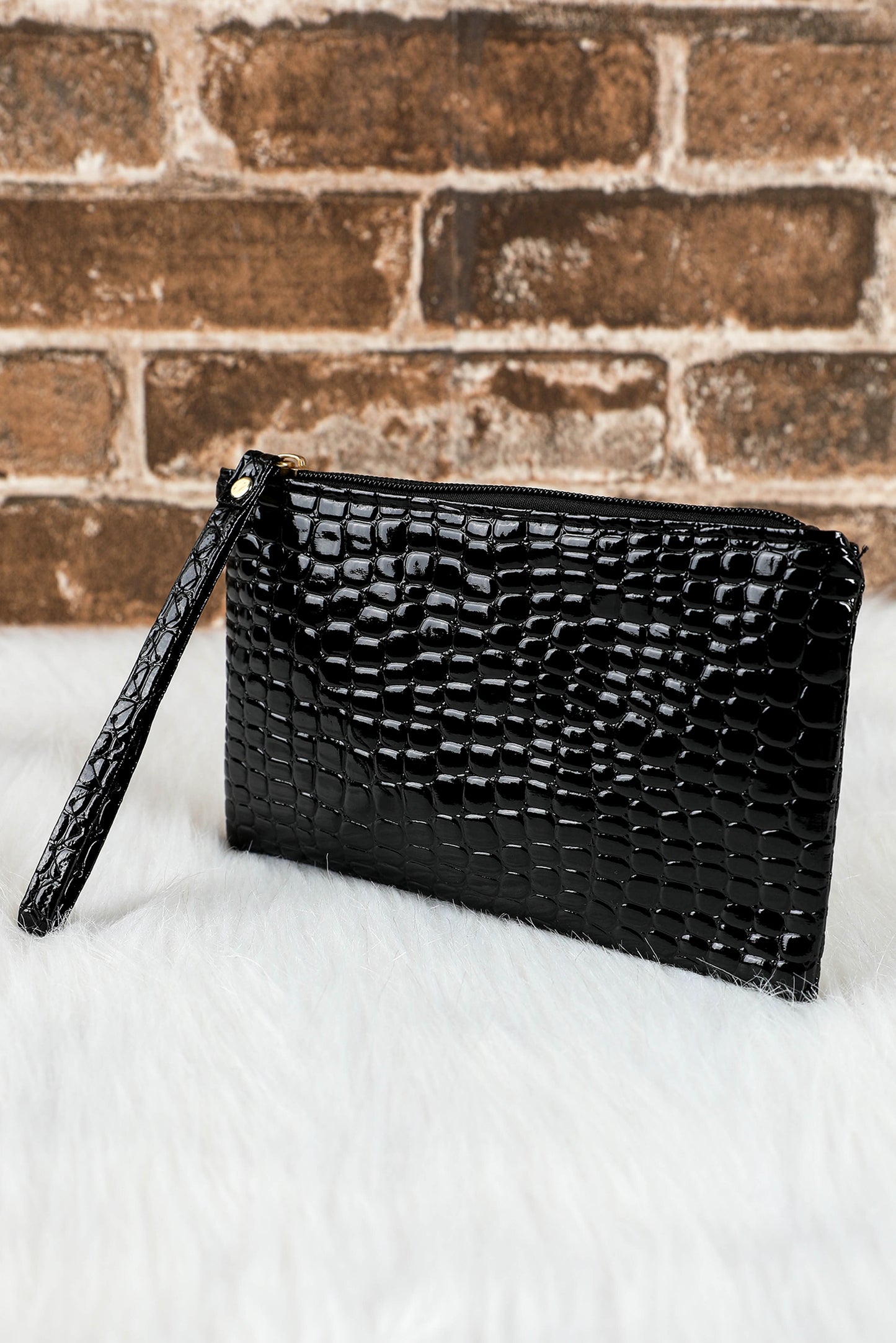 Thai Curry Crocodile Pattern Zipper Wristlet Clutch