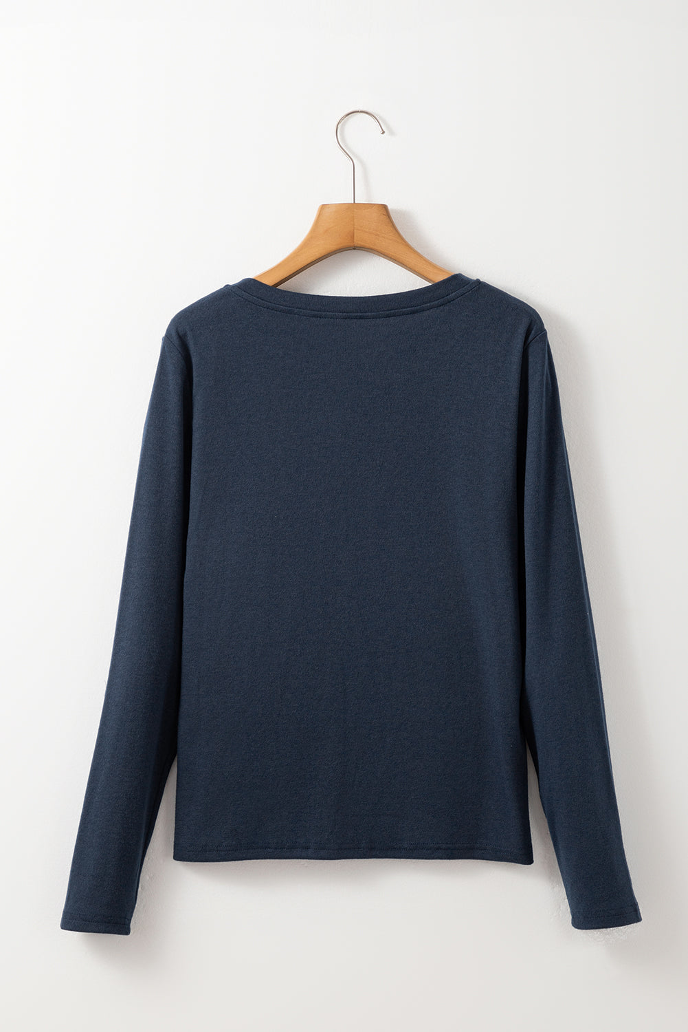 Dirty Blue Pocketed Notch V Neck Plain Top