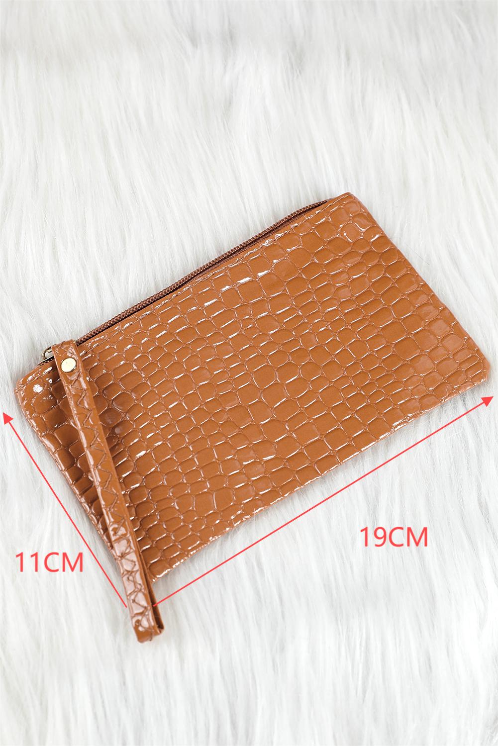 Thai Curry Crocodile Pattern Zipper Wristlet Clutch