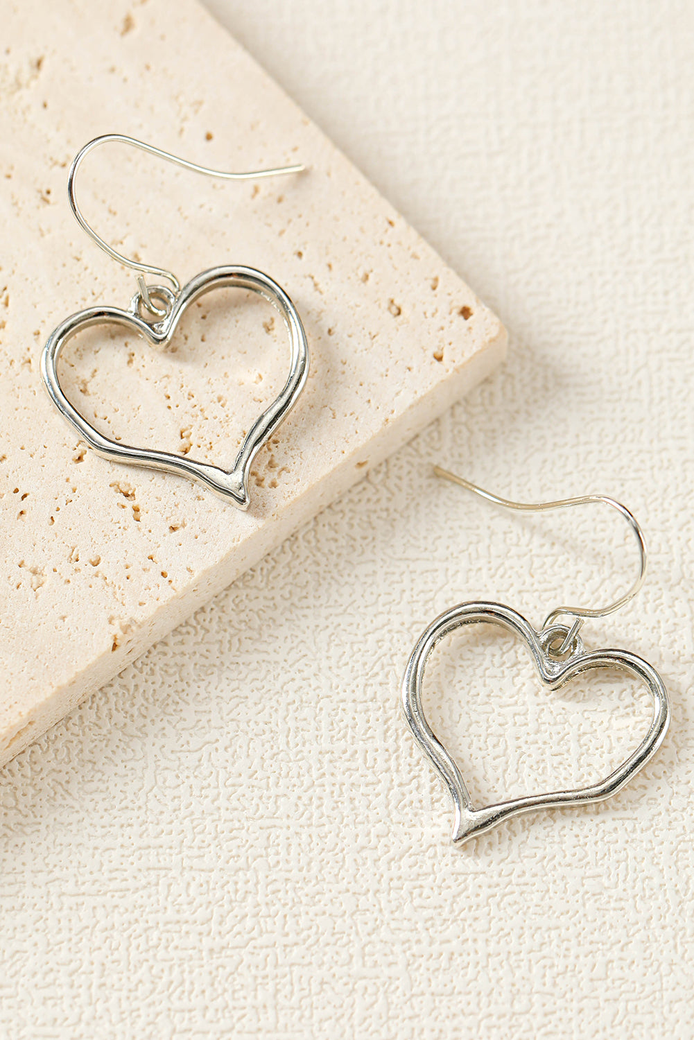 Silvery Heart Shape Hook Drop Earrings