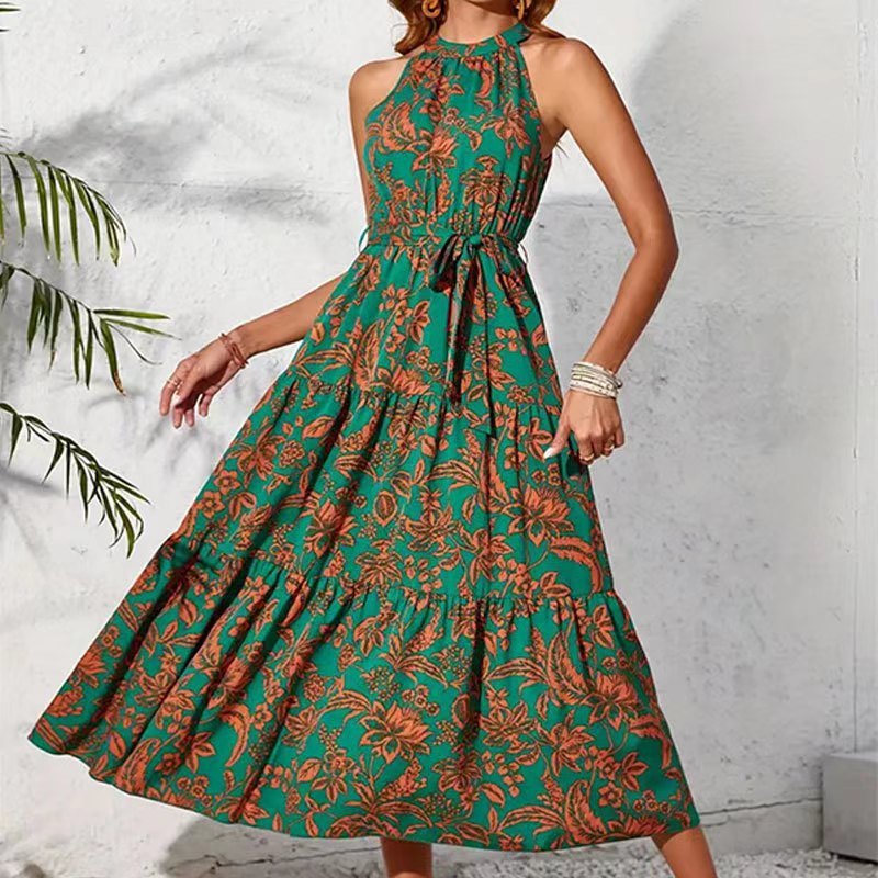 Sleeveless Ethnic Print Spring And Summer Dress