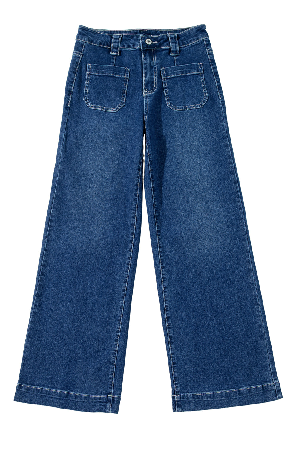 Sail Blue Wide Leg Pocketed High Waist Jeans