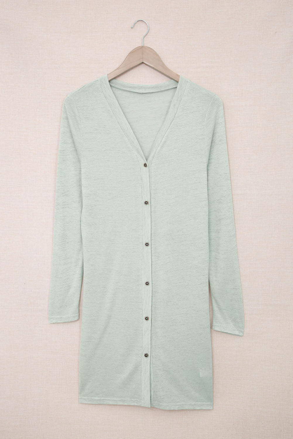 Grey Button Front Lightweight Long Cover Up