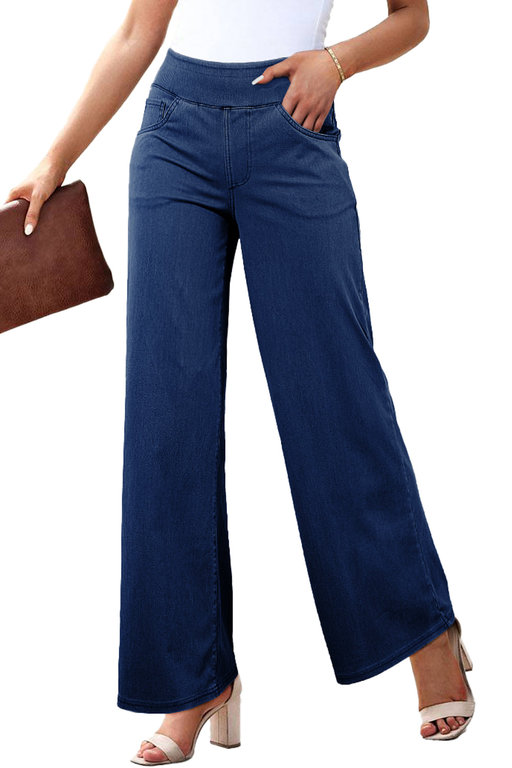 Sail Blue Casual Straight Leg Loose Jeans