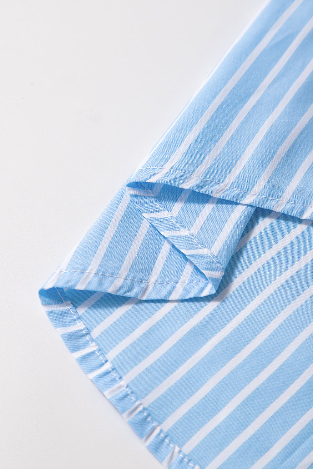 Sky Blue Stripe Contrast Patch Pocket Casual Shirt